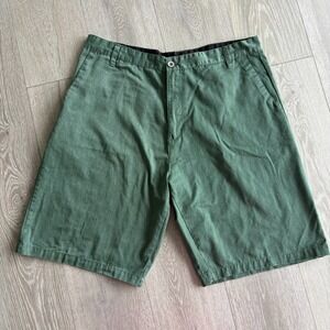 Burnside Mens Green Flat Front‎ Slim Fit Summer Bermuda Shorts Size 38